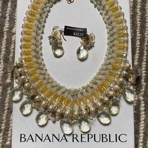 Banana Republic Beaded Necklace & Drop Earrings